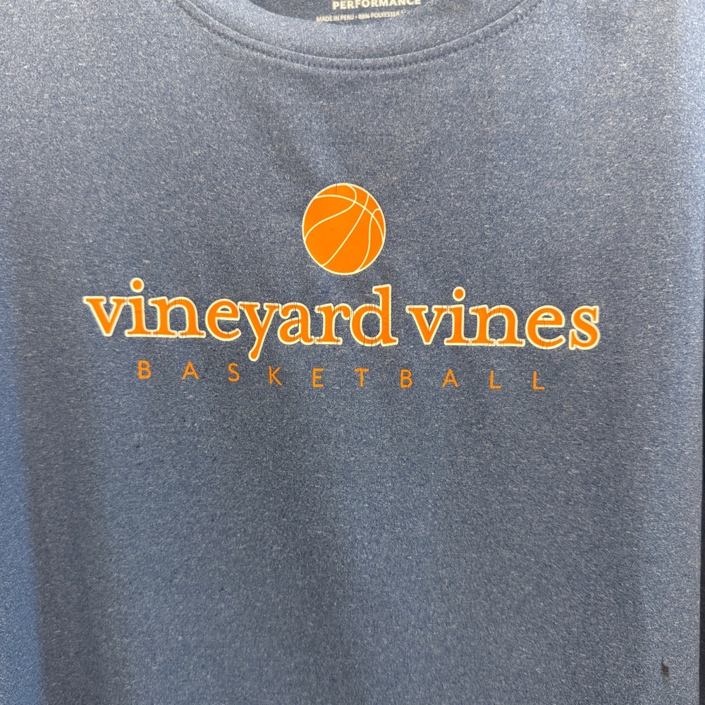 Vineyard Vines Kids Blue Basketball Long Sleeve Tee - Picture 2 of 5